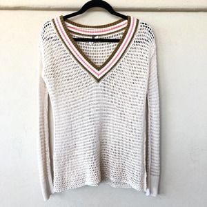 Free People • Crochet Knit V-Neck Sweater Size S